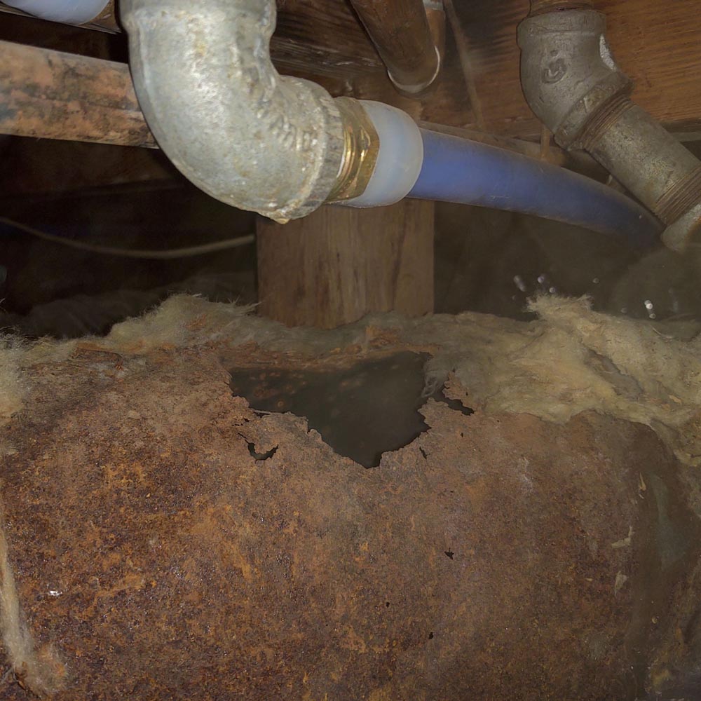 Residential Duct Repair Corroded Ductwork From Water Leak